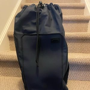 Jack Spade Geller Neoprene Drawstring Duffle Backpack Travel Crossbody Navy Blue